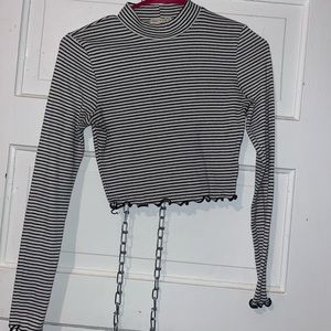 Heart & Hips striped ruffle crop top